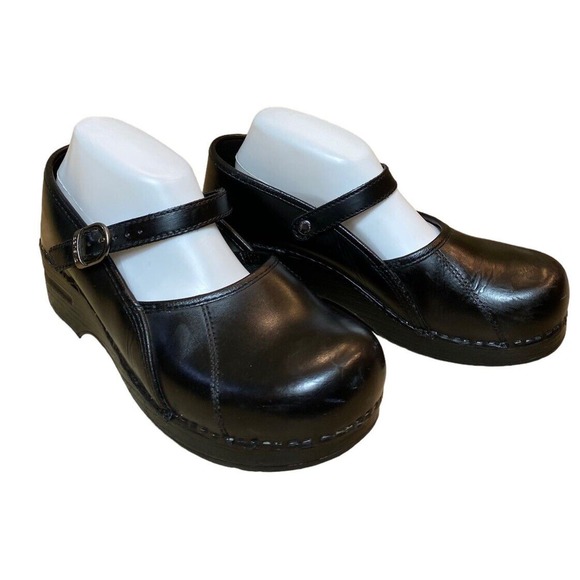 Dansko Women’s Size 40/US 9.5-10 Black Leather ‘Marcelle’ Mary Jane Comfort Clog - Picture 3 of 15